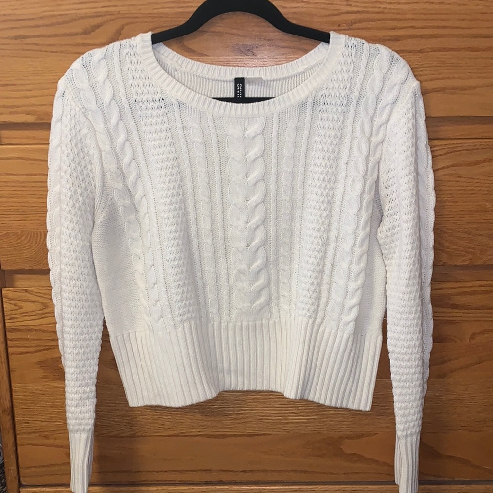 White Cable Knit Sweater